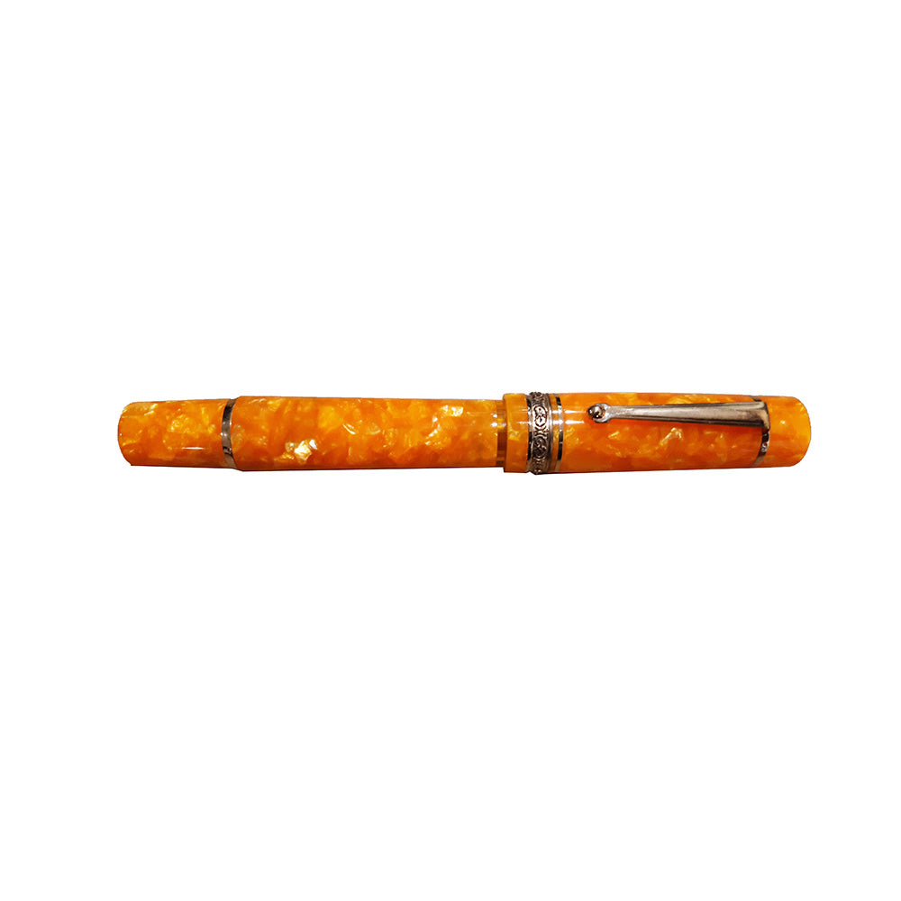 Delta DolceVita Stantuffo Oro Orange Resin with Gold-Plated Trim Fountain Pen - 14Kt Fusion Broad Nib