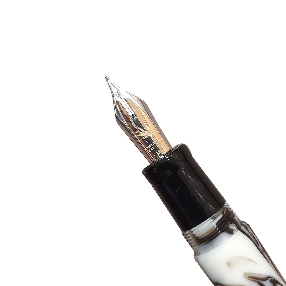 Delta Papuasi Iroko Wood with Rhodium Trim Limited Edition Fountain Pen – 18Kt Fusion Medium Nib