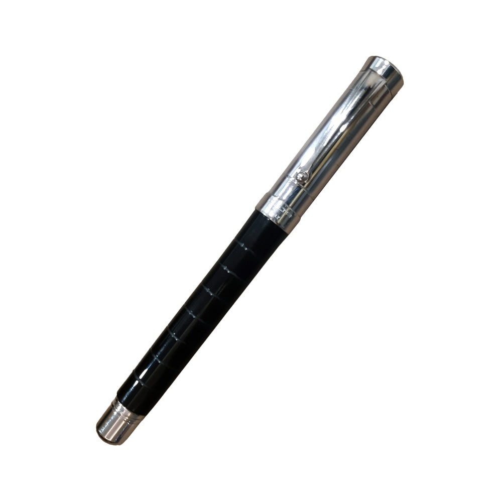 Delta Prestige Doue Black-Sliver Resin with Sterling Silver Cap Fountain Pen – Broad Nib