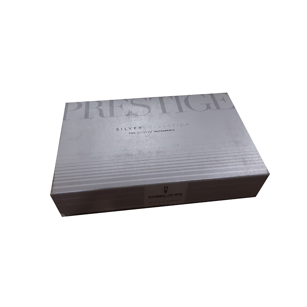 Delta Prestige Doue Blue-Sliver Resin with Sterling Silver Cap Fountain Pen – Medium Nib