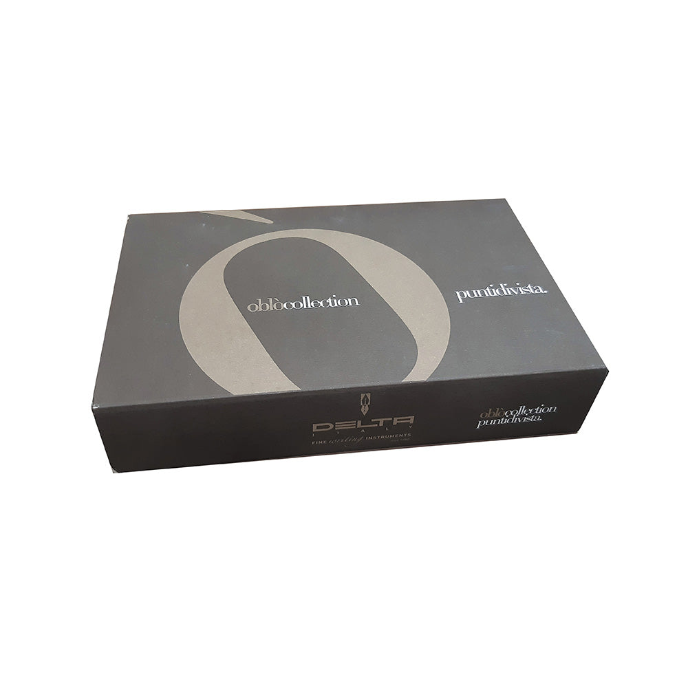 Delta Oblo White Resin with Black Rhodium Trim Fountain Pen – Medium Nib