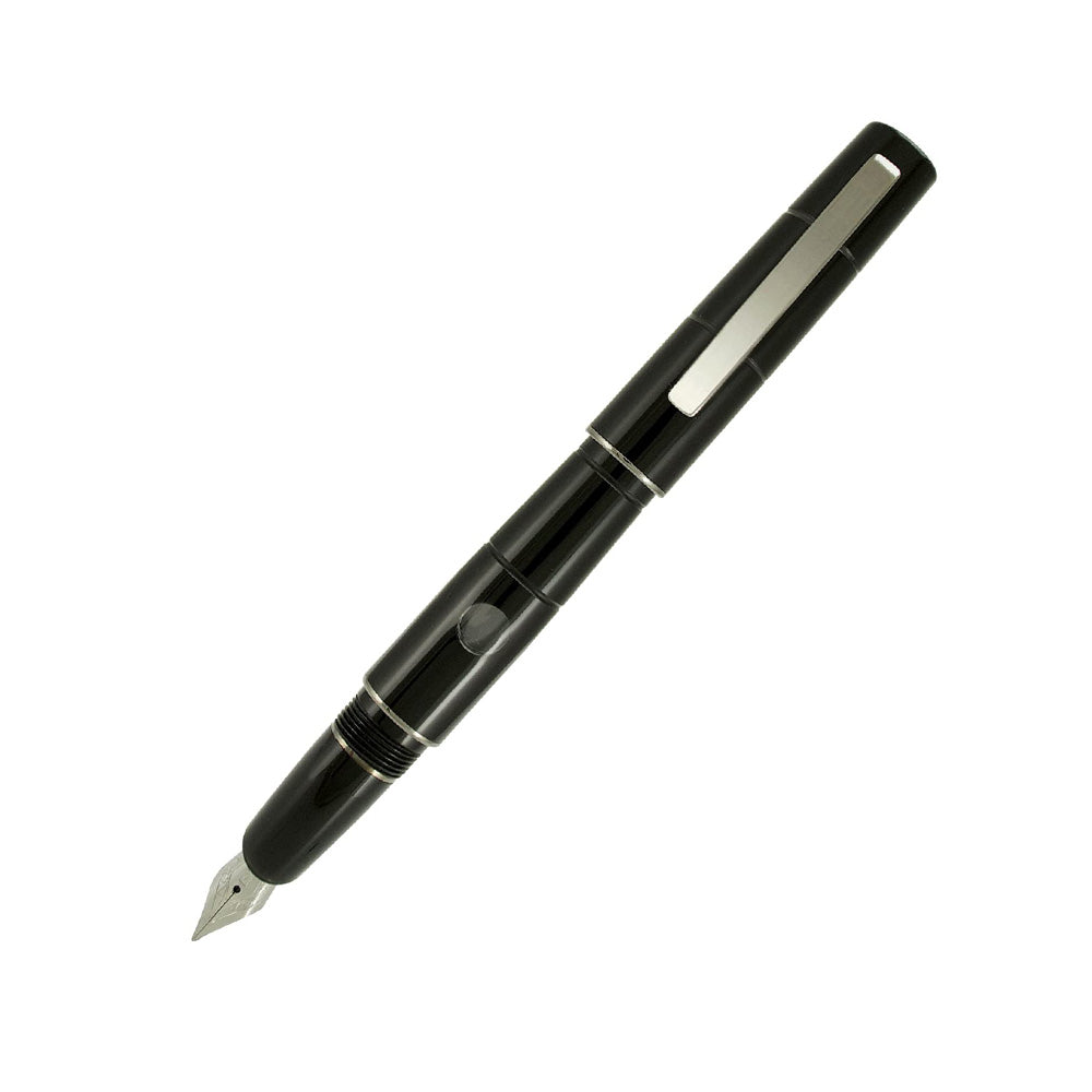 Delta Oblo Black Resin with Rhodium Trim Fountain Pen – Broad Nib