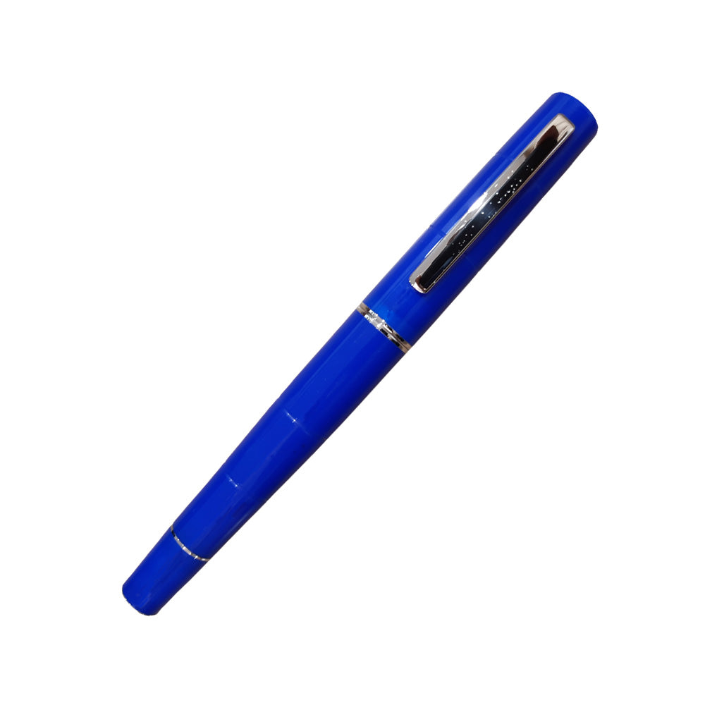 Delta Oblo Blue Resin with Rhodium Trim Fountain Pen – Broad Nib