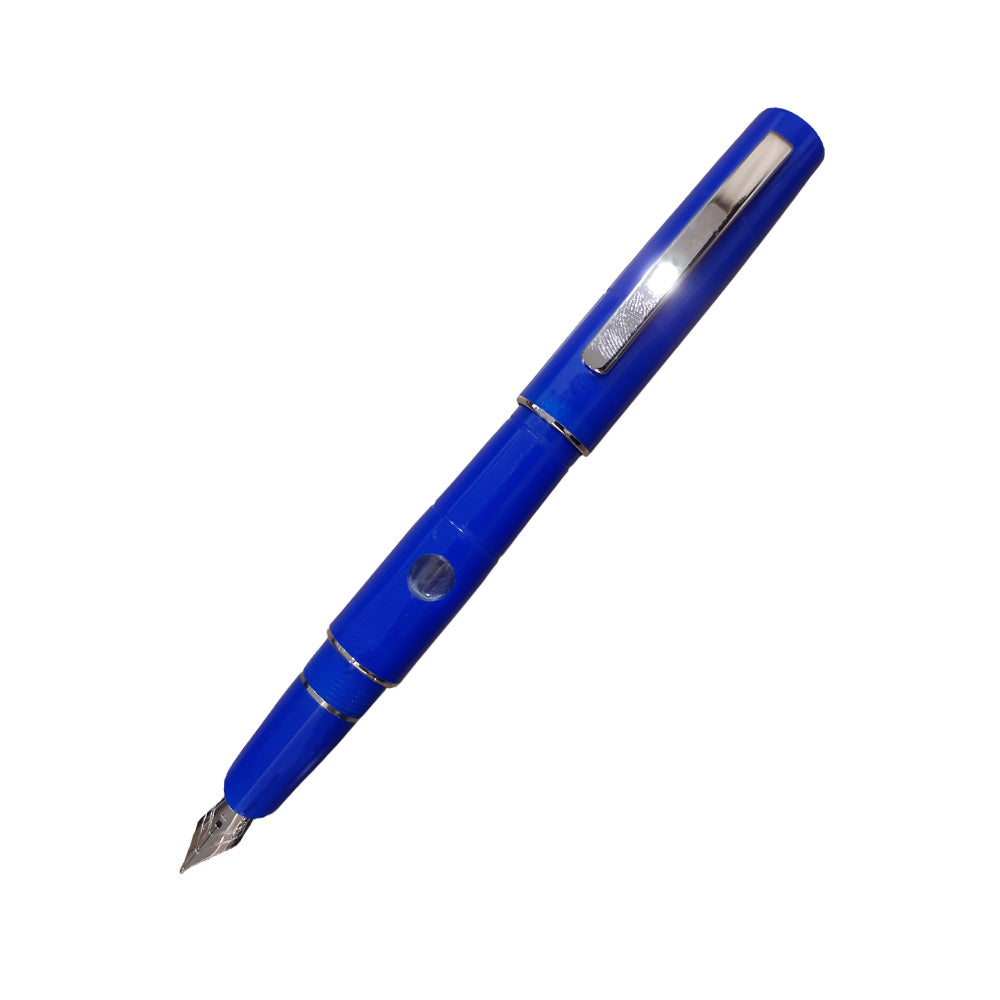Delta Oblo Blue Resin with Rhodium Trim Fountain Pen – Broad Nib