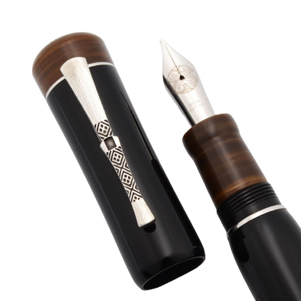 Delta Indigenous Peoples Indios Black-Brown Resin Limited Edition Fountain Pen – 18Kt Medium Nib