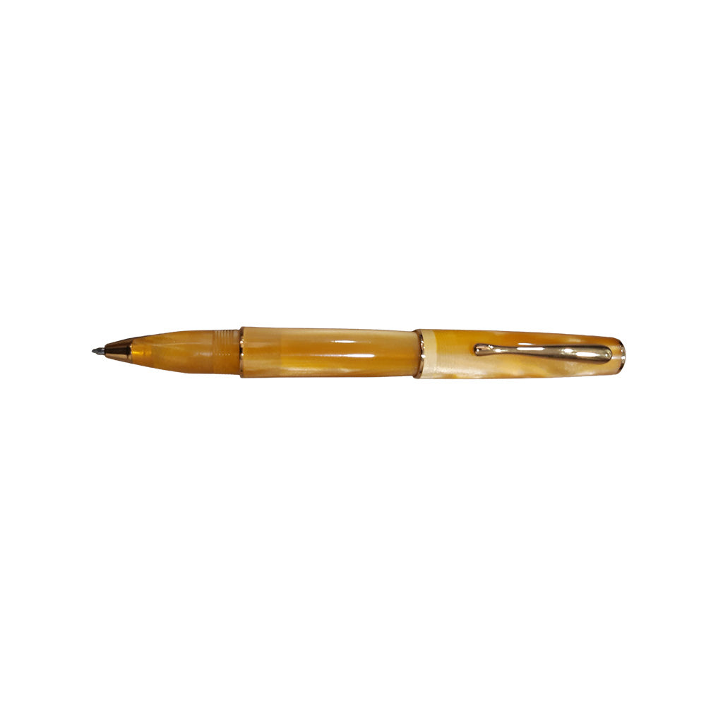 Delta Italiana Amber Resin with Gold Plated Trim Rollerball Pen
