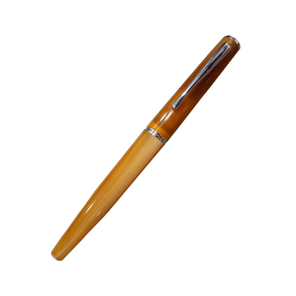 Delta Italiana Amber & Ivory Resin with Rhodium Trim Non-Stop Rollerball Pen