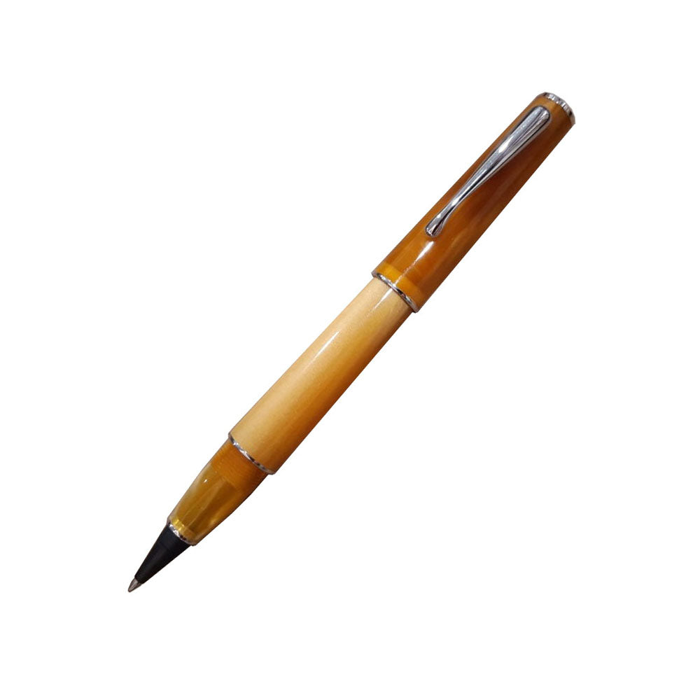 Delta Italiana Amber & Ivory Resin with Rhodium Trim Non-Stop Rollerball Pen