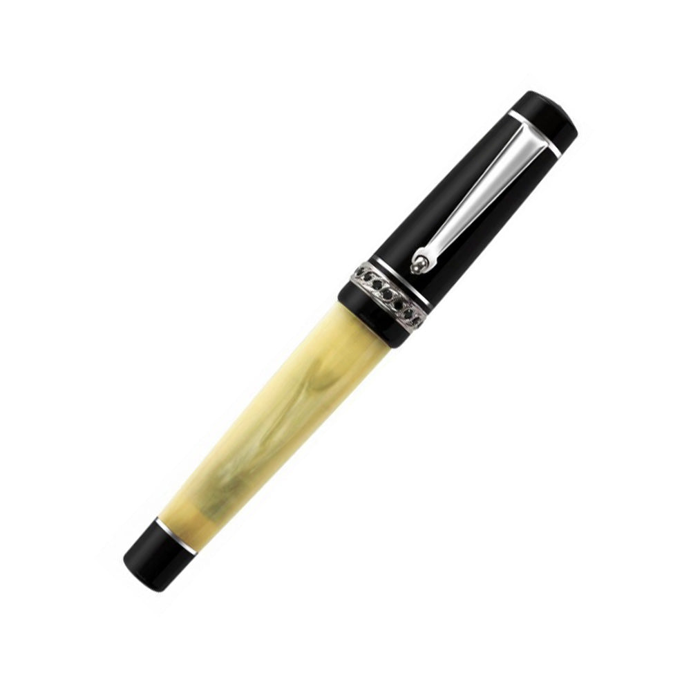 Delta Stones Ivory Black Resin and Ring with Swarovski Stones Rollerball Pen