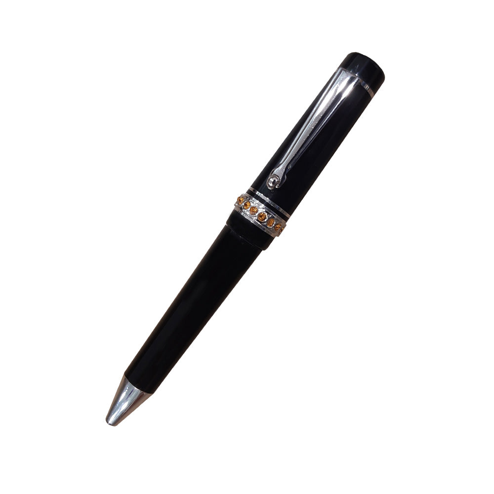 Delta Stones Black Resin with Coloured Stones Ballpoint Pen