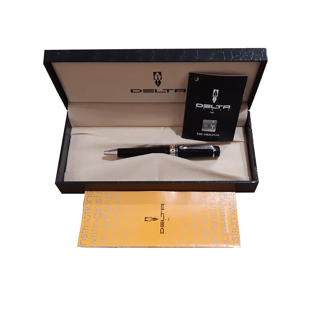 Delta Stones Black Resin with Coloured Stones Ballpoint Pen