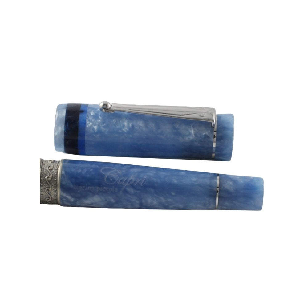 Delta Capri Marina Piccola Blue Resin with Sterling Silver Trim Founta