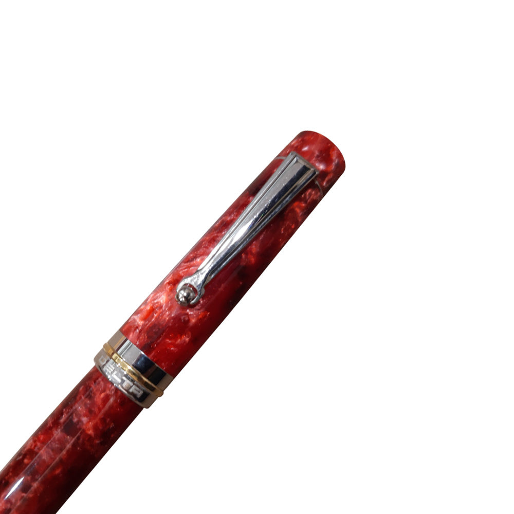 Delta Vintage Ruby Red Resin with Platinum Mask Trim Rollerball Pen