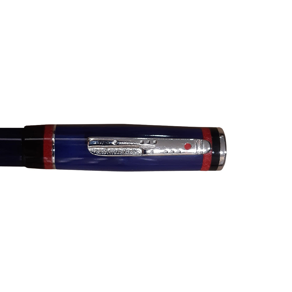 Delta Maya Limited Edition Blue-Red Resin with 925% Sterling Silver Trim Rollerball Pen