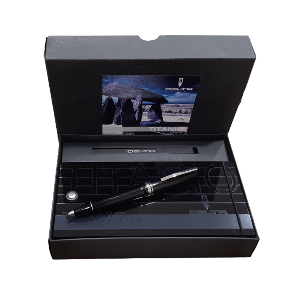 Delta Titanio Black Resin with Titanium Trim Ballpoint Pen