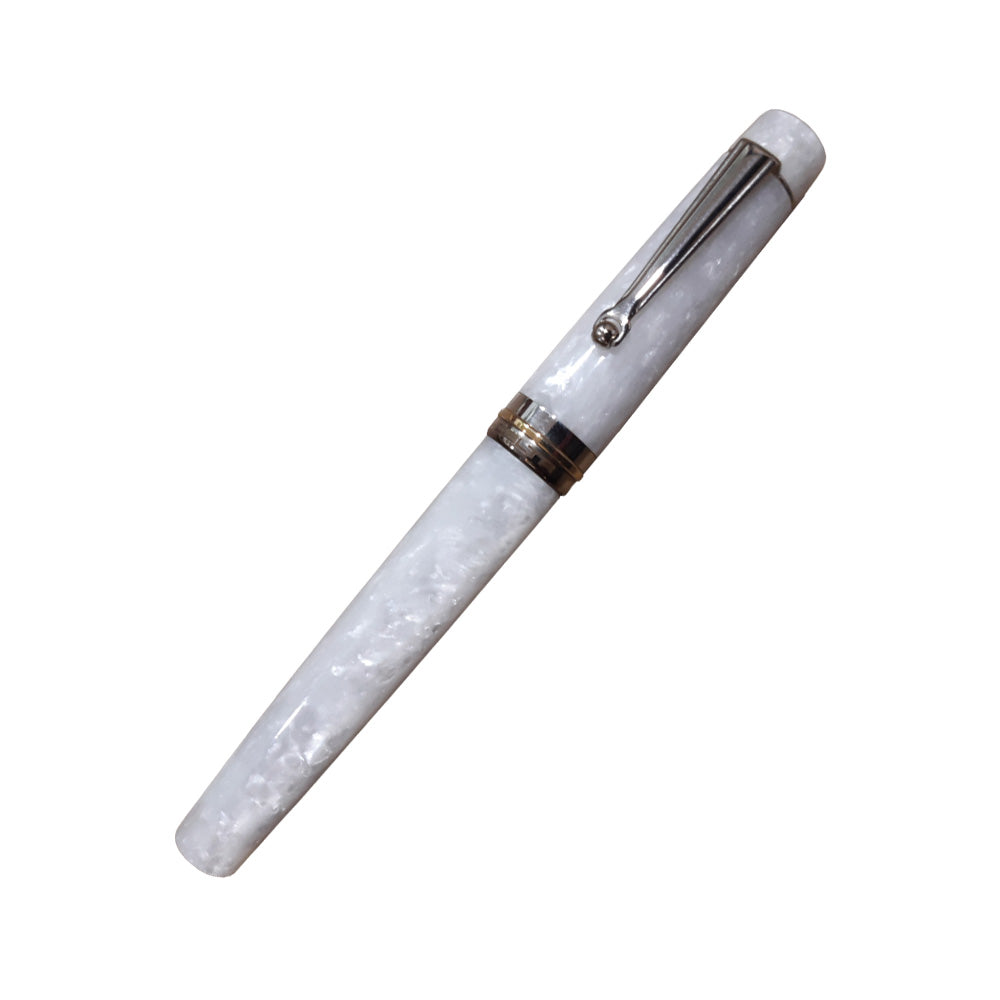 Delta Vintage Pearl White Resin with Platinum Mask Trim Rollerball Pen