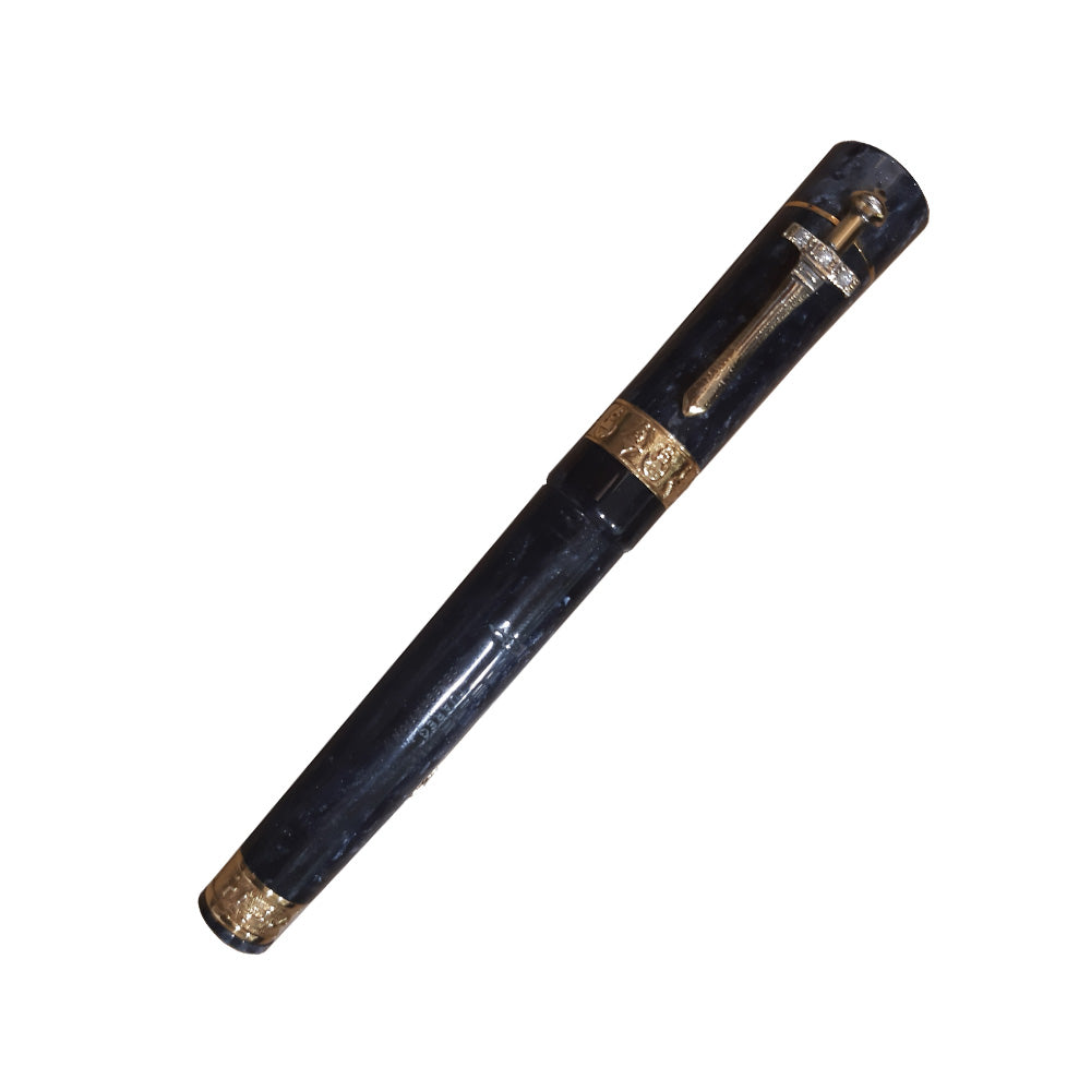 Delta Tuareg Blue with 18Kt Gold Trim Celebration Diamond Limited Edition Fountain Pen - 18Kt Gold Medium Nib