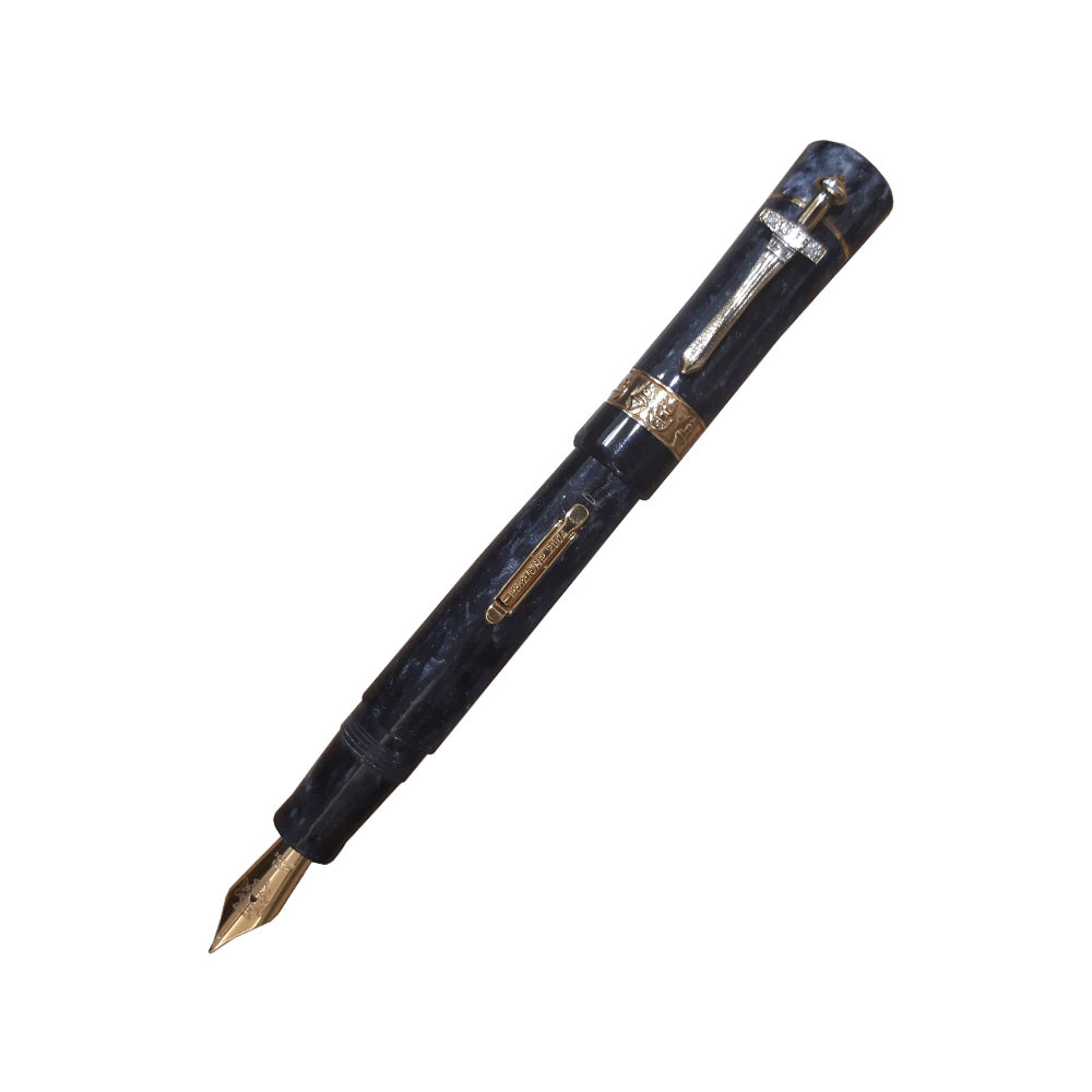 Delta Tuareg Blue with 18Kt Gold Trim Celebration Diamond Limited Edition Fountain Pen - 18Kt Gold Medium Nib