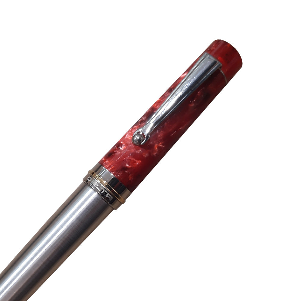 Delta Vin-Touch Doue Touch Screen Red Rose Lava Stone Resin with Rhodium Trim Fountain Pen - Medium Nib
