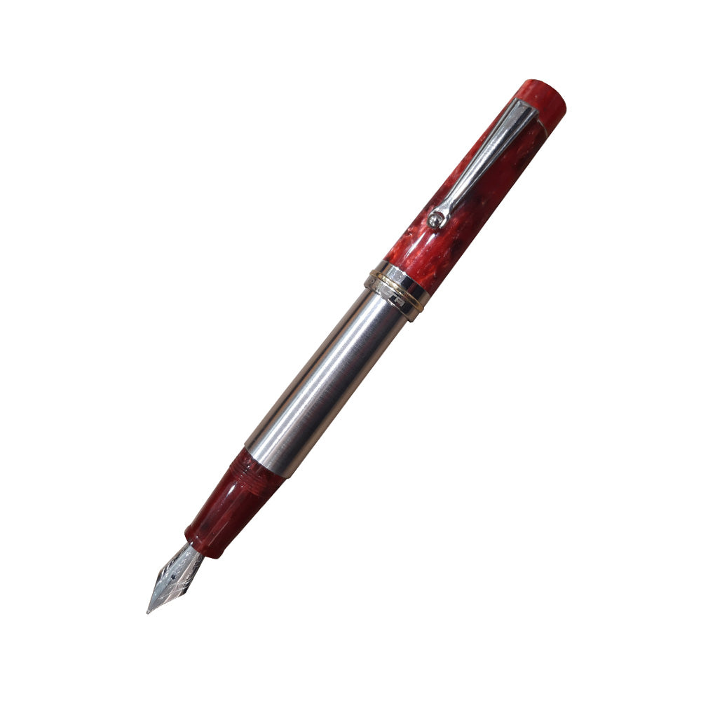 Delta Vin-Touch Doue Touch Screen Red Rose Lava Stone Resin with Rhodium Trim Fountain Pen - Medium Nib