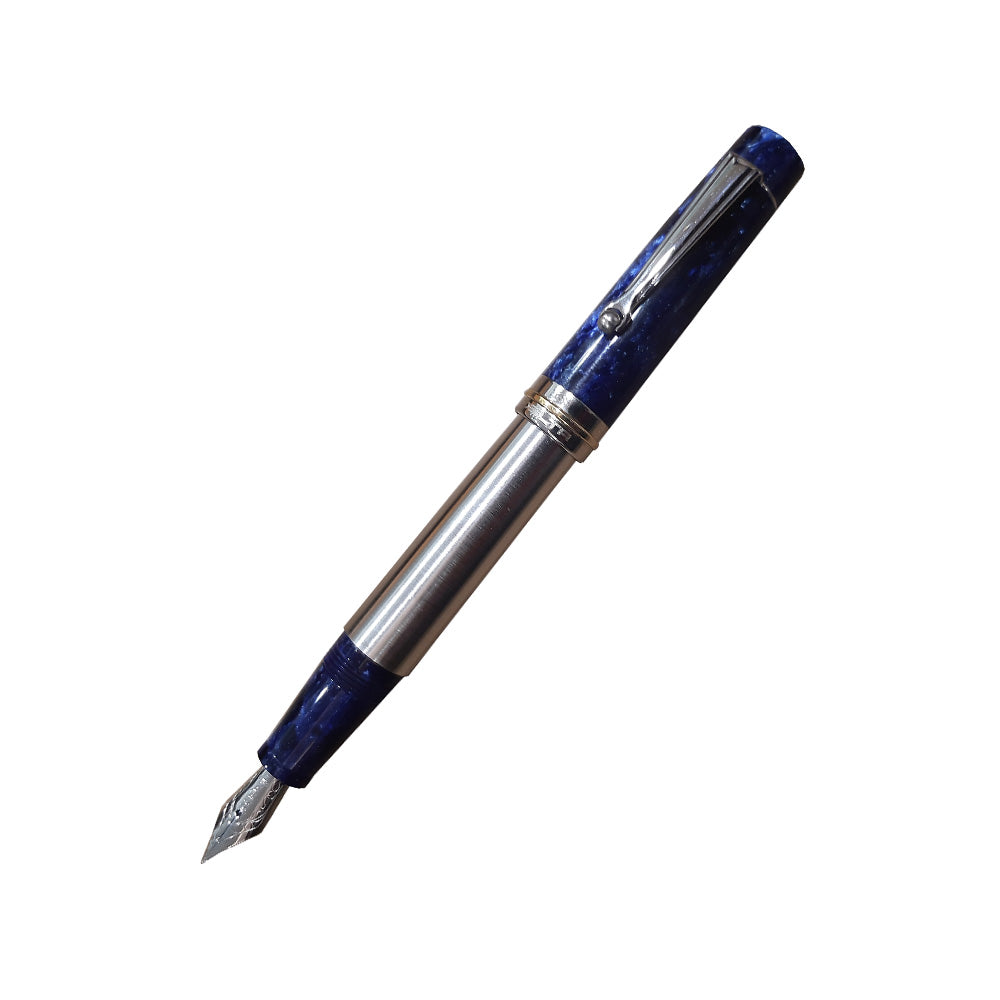 Delta Vin-Touch Doue Touch Screen Blue Lava Stone Resin with Rhodium Trim Fountain Pen - Medium Nib