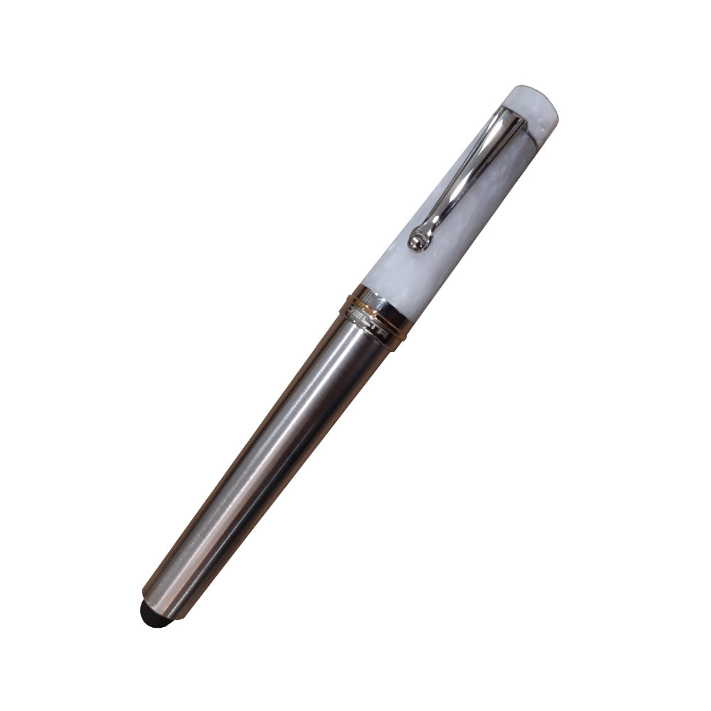 Delta Vin-Touch Doue Touch Screen White Lava Stone Resin with Rhodium Trim Rollerball Pen