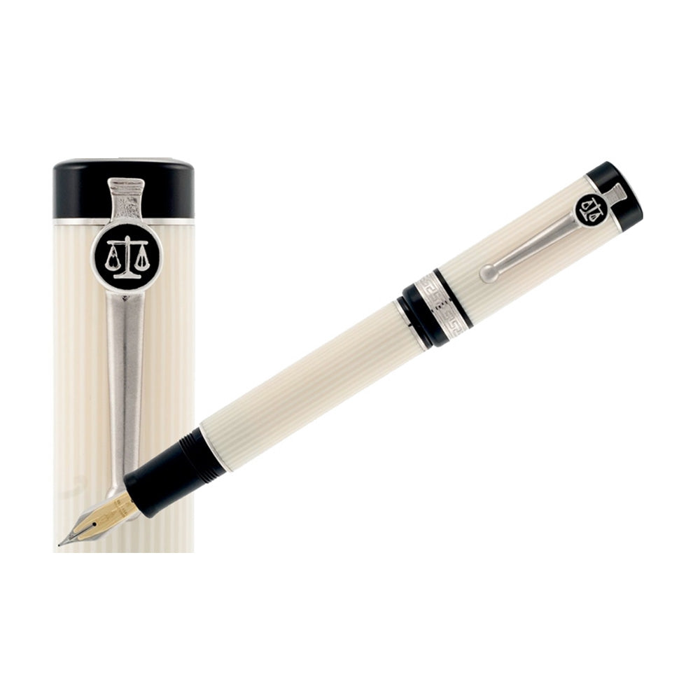 Delta Lex Limited Edition Enamel Casein & Black Resin with Enamel Clip Fountain Pen - 18Kt Gold Fusion Medium Nib