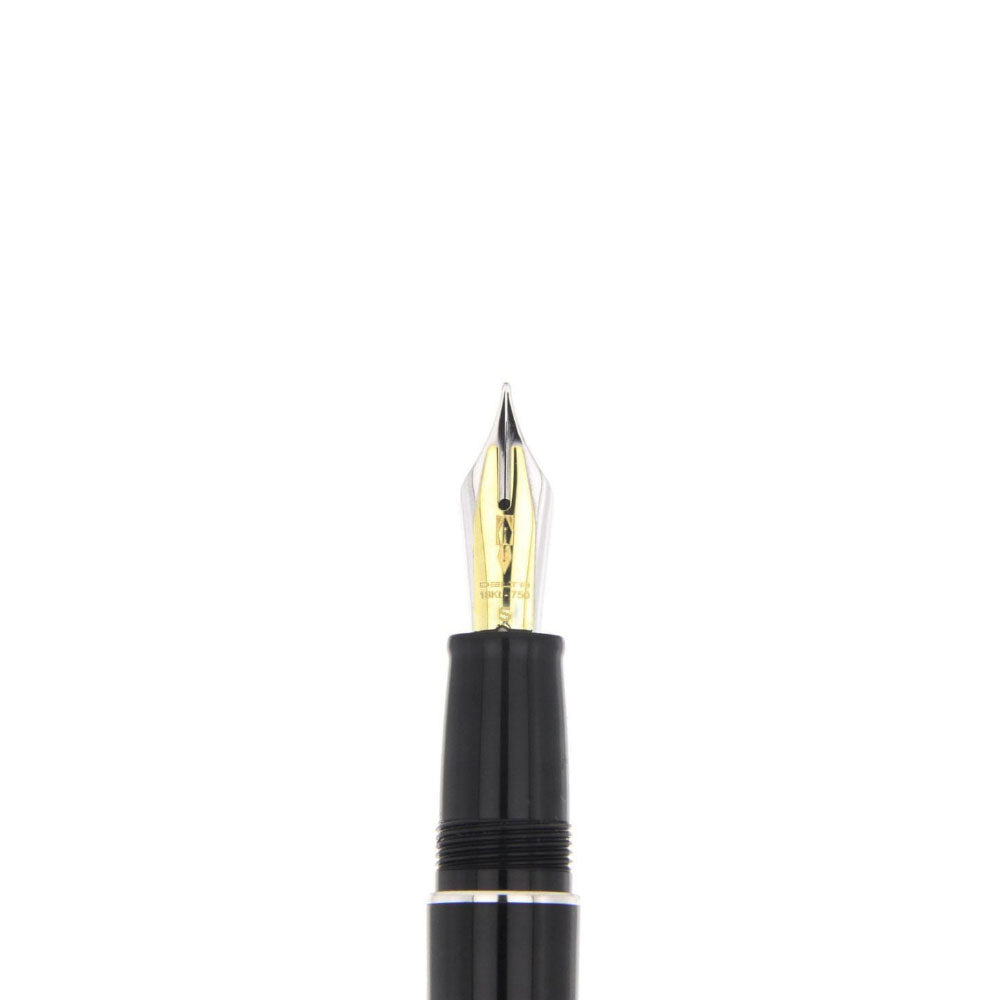 Delta Dolcevita Soiree Fusion Black Resin with Orange Ring Fountain Pen – 18kt Gold Fusion Broad Nib