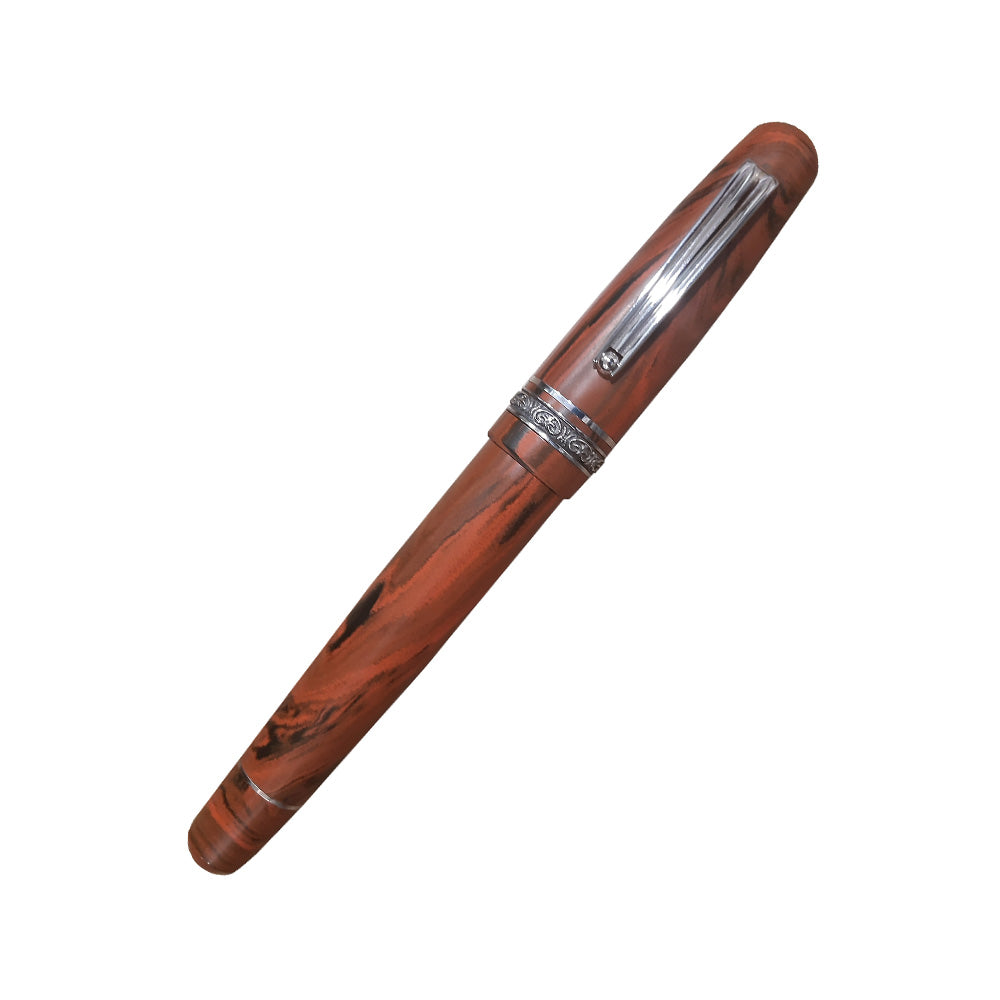 Delta Roma Imperiale Mid-Size Ebonite Rust Brown Fountain Pen - 14Kt Gold Fusion Medium Nib