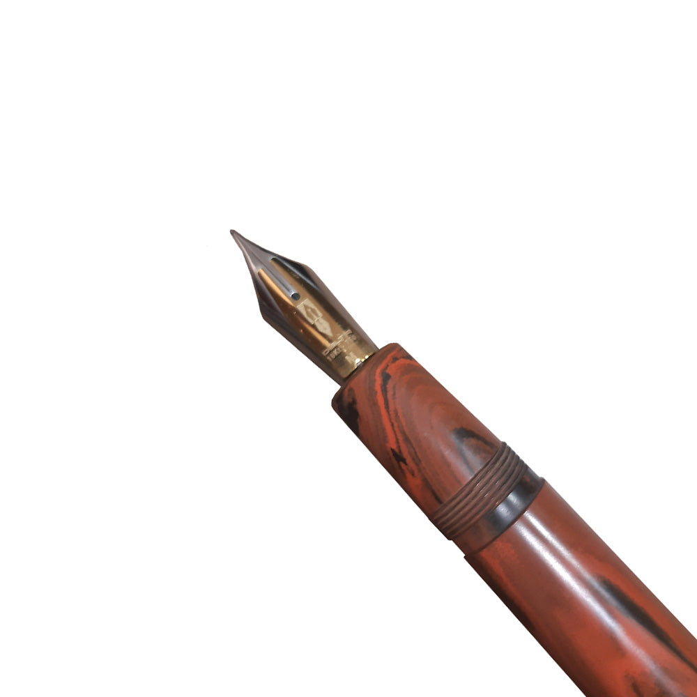 Delta Roma Imperiale Mid-Size Ebonite Rust Brown Fountain Pen - 14Kt Gold Fusion Medium Nib