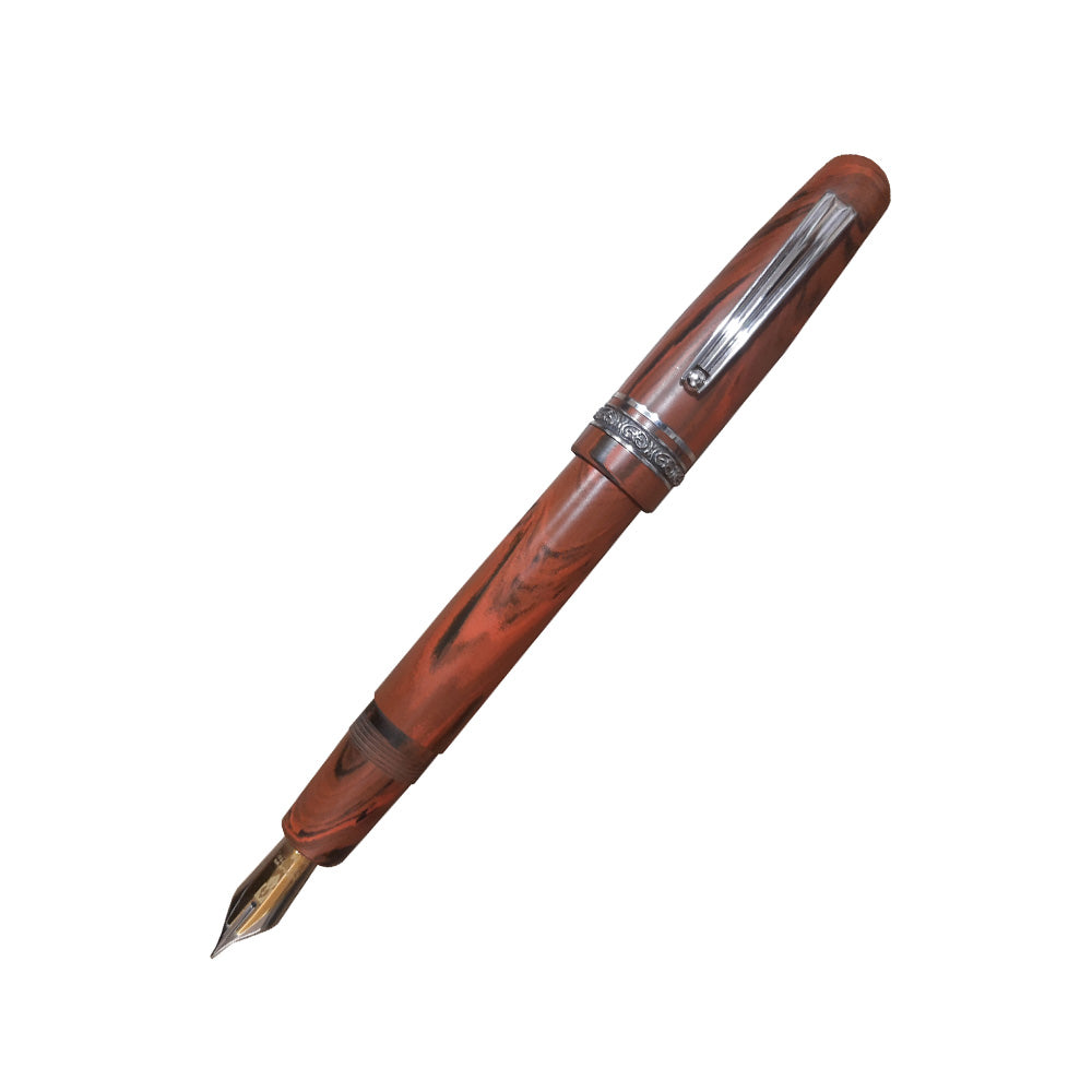 Delta Roma Imperiale Mid-Size Ebonite Rust Brown Fountain Pen - 14Kt Gold Fusion Medium Nib