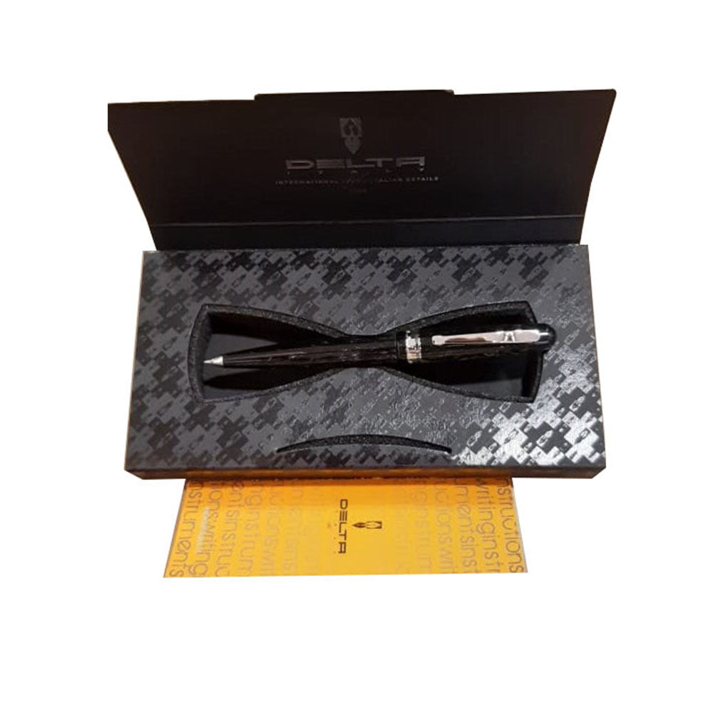 Delta Fusion 82 Gray Ballpoint Pen Writing instruments made of special resin turned by hand from solid bars and polished to a mirror like surface in 7 different colours. All the trimmings are in special metal alloy andare platted with precious rhodium. Blue resin with rhodium trim Hand made in Italy clip is a special metal alloy particularly elastic is plated with platinum. Gift Box Made in Italy
