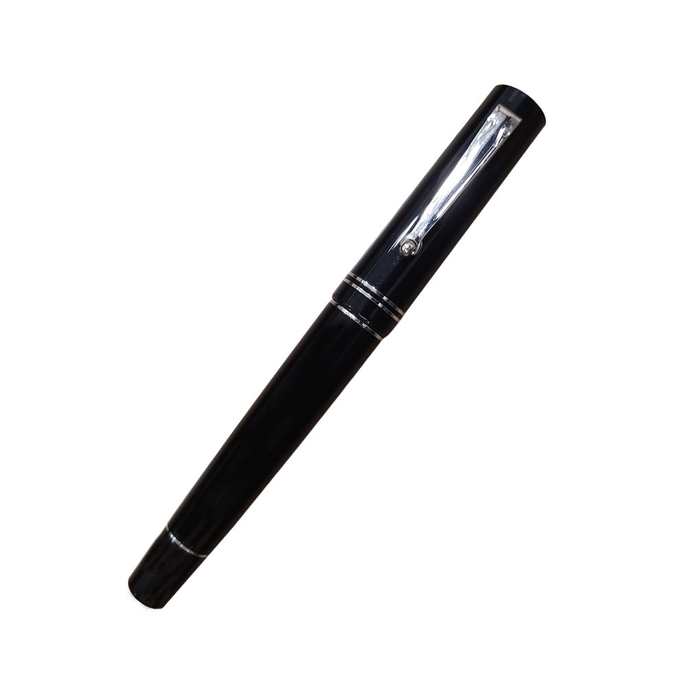 Delta The Journal Black Resin with Rhodium Trim Fountain Pen – 18Kt Gold Fusion Medium Nib