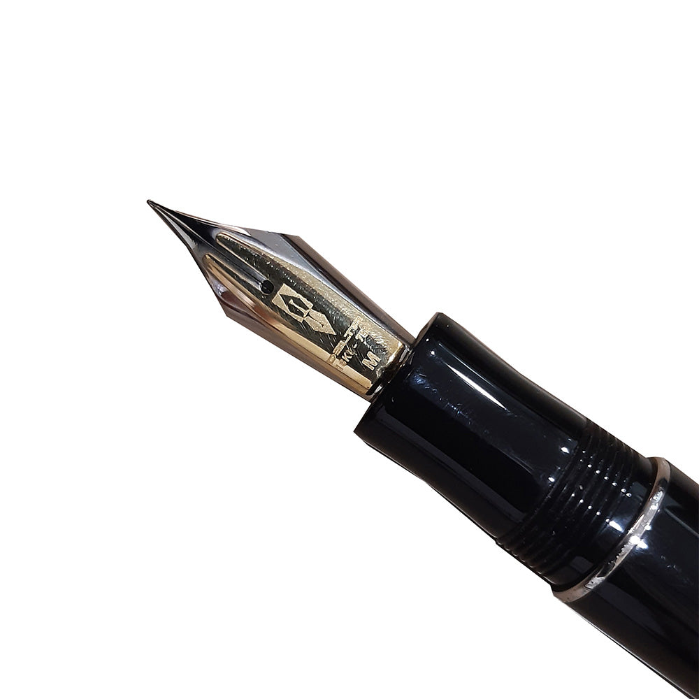 Delta The Journal Black Resin with Rhodium Trim Fountain Pen – 18Kt Gold Fusion Medium Nib