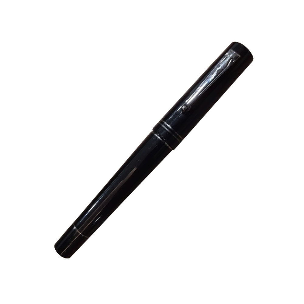 Delta The Journal Black Resin with Gun Metal Trim Fountain Pen - Broad Nib
