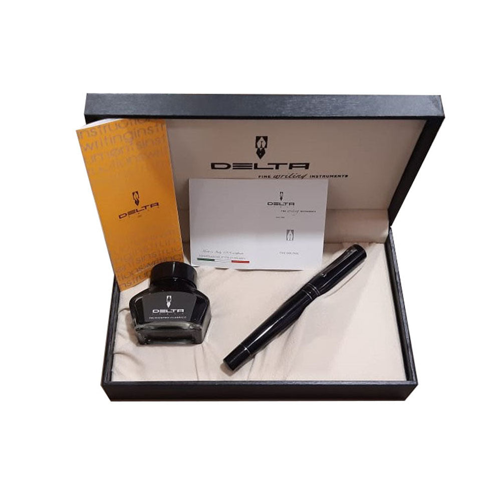 Delta The Journal Black Resin with Gun Metal Trim Fountain Pen - Broad Nib