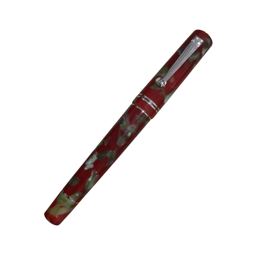 Delta The Journal Marbled Red with Rhodium Trim Rollerball Pen