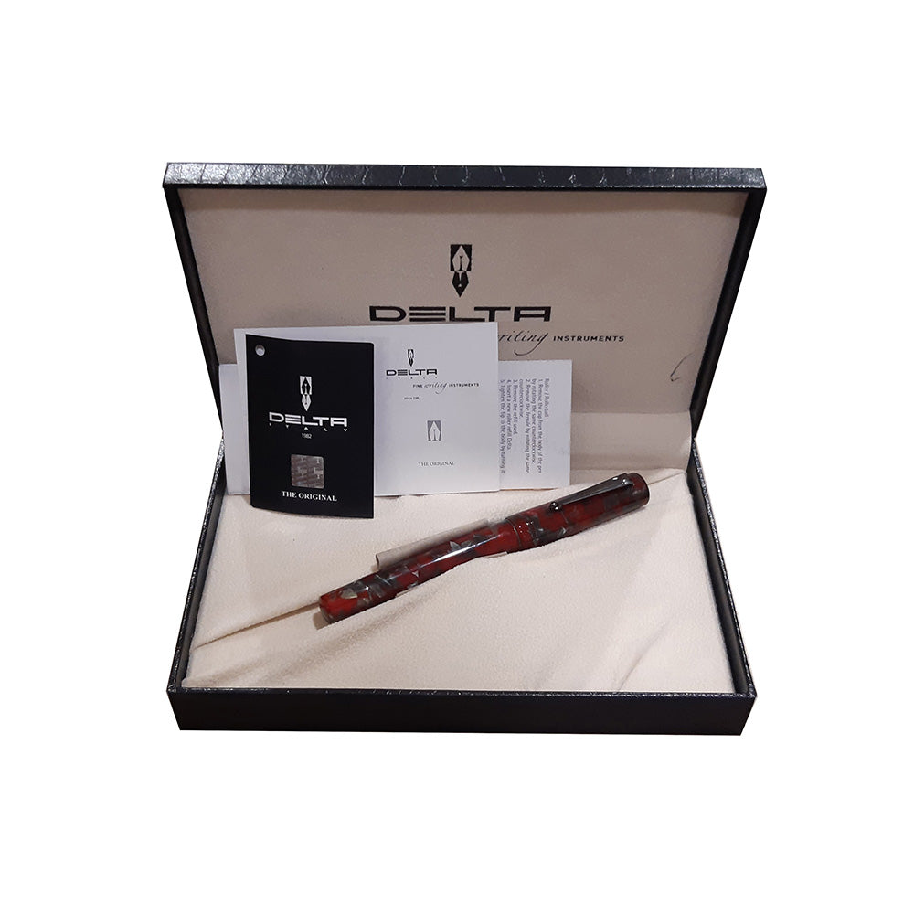 Delta The Journal Marbled Red with Gunmetal Trim Rollerball Pen