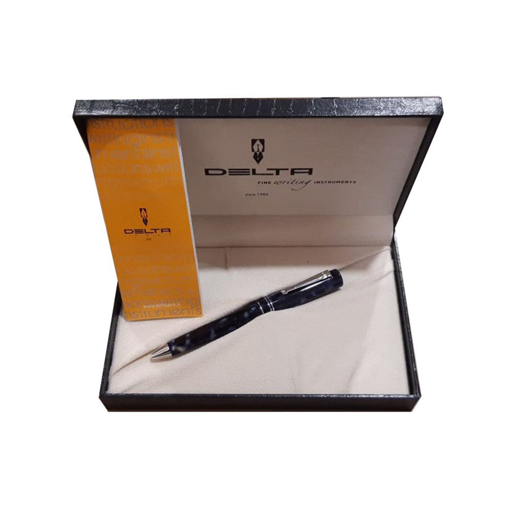 Delta The Journal Marbled Blue Resin with Rhodium Trim Ballpoint Pen