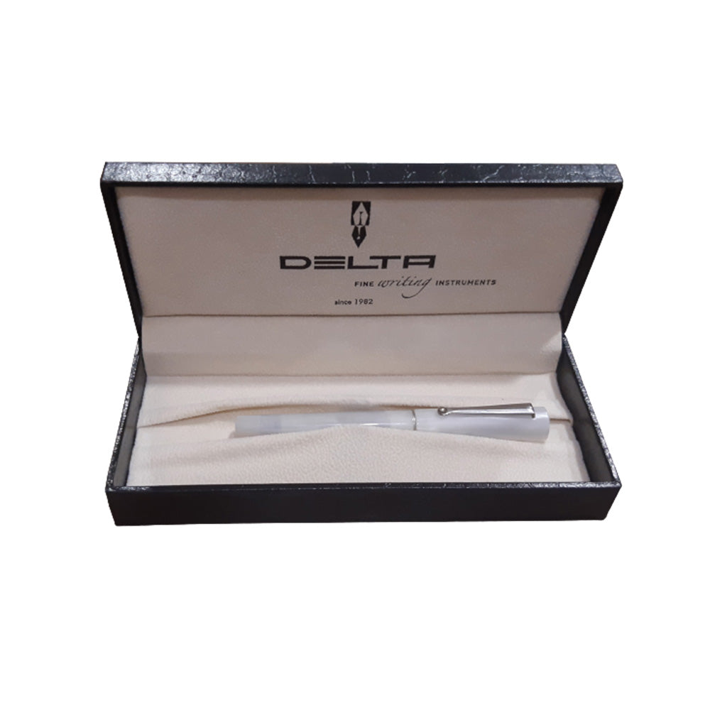 Delta Unica White Resin with Chrome Trim Rollerball Pen