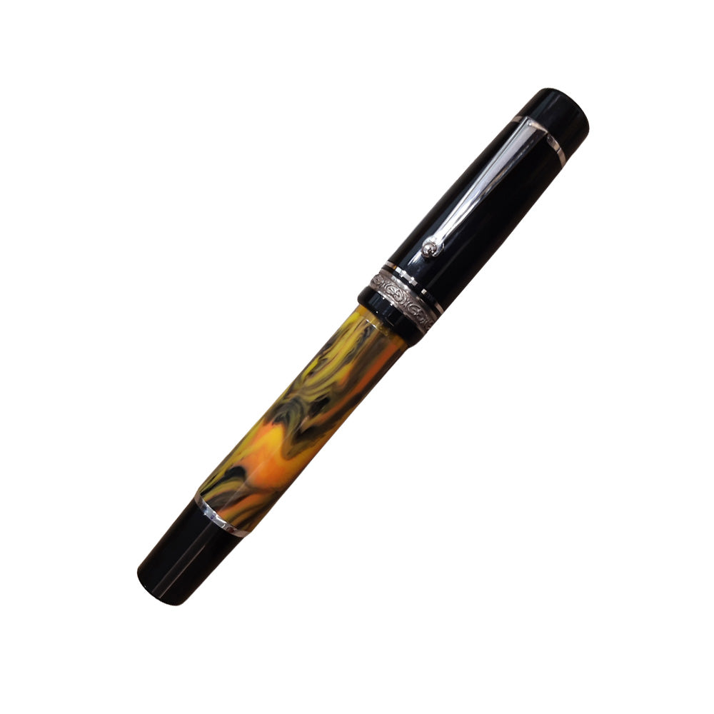 Delta Galleria Doue Multicolour Resin Black Cap Rhodium Trim Fountain Pen – 18Kt Fusion Broad Nib