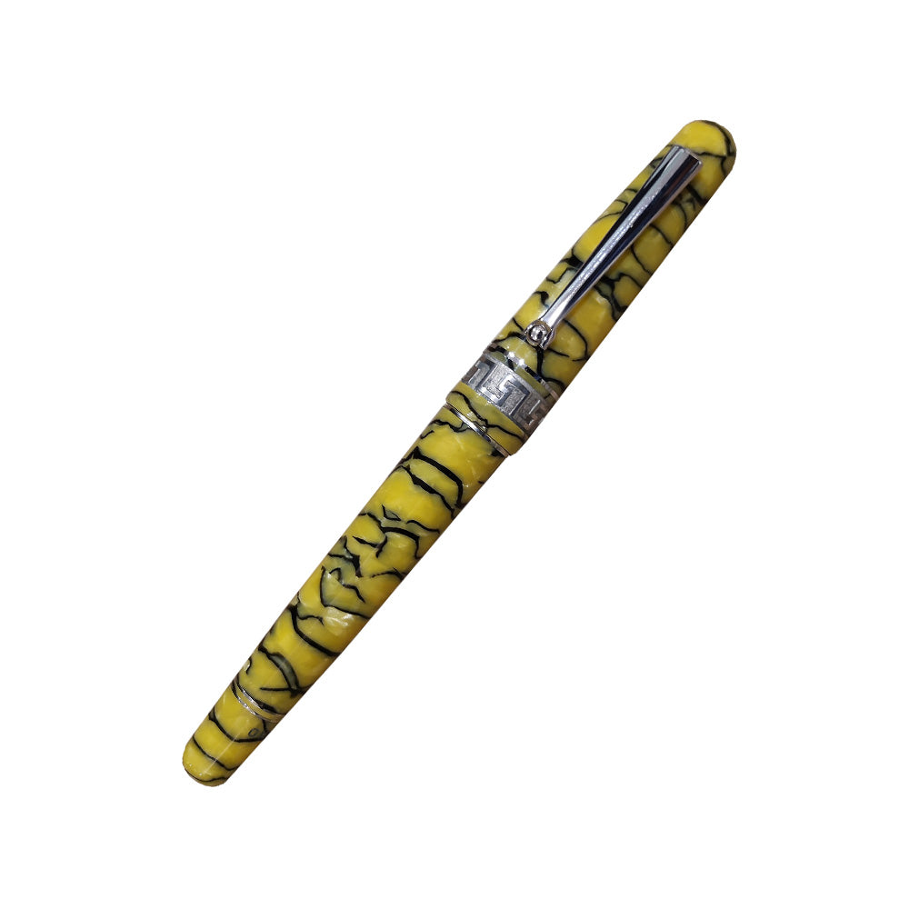 Delta Rediscover Pompei Yellow Celluloid Numbered Edition with Silver Trim Rollerball Pen