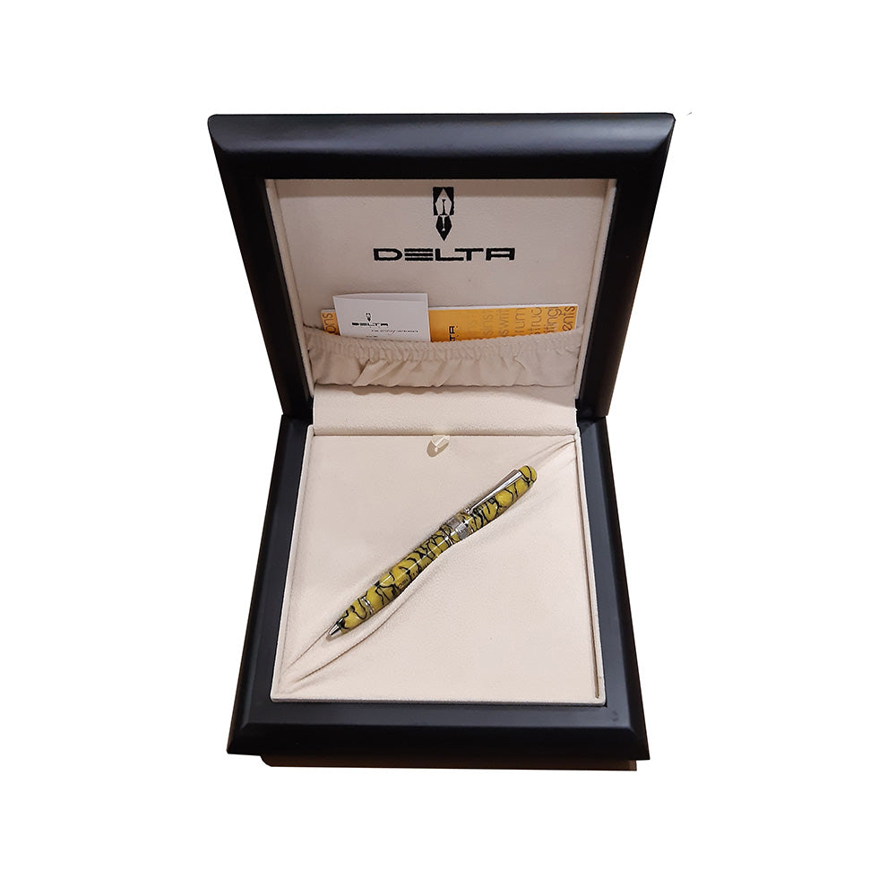 Delta Rediscover Pompei Yellow Celluloid with Silver Trim Numbered Edition Ballpoint Pen