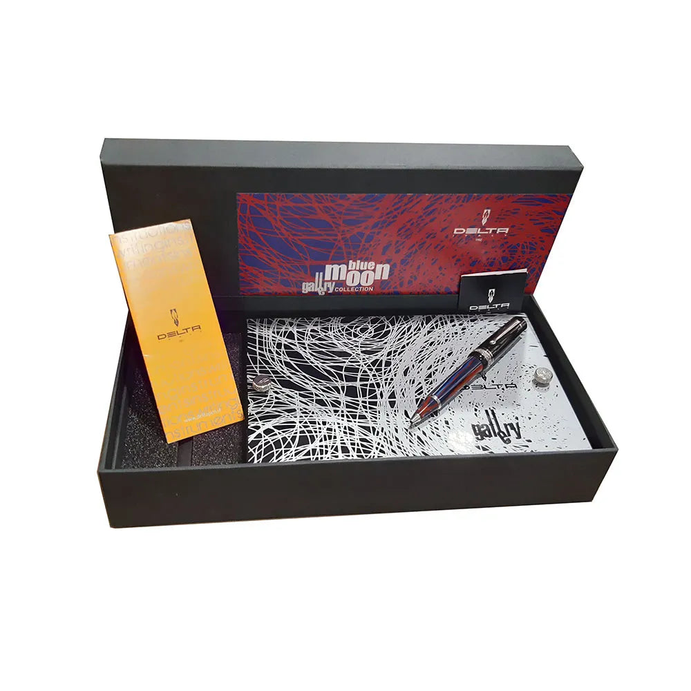 Delta Galleria Bluemoon Doue Multicolor with Black Cap Rhodium Ballpoint Pen