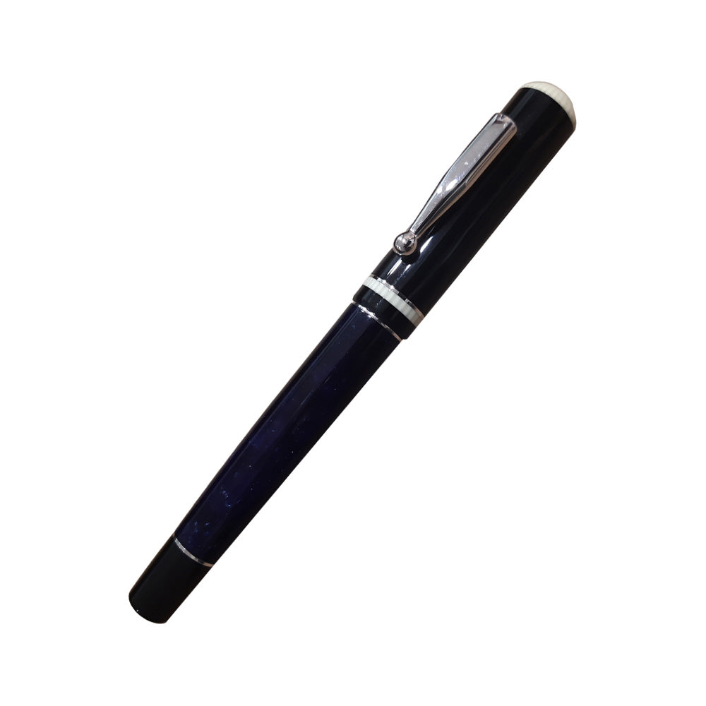 Delta Via Veneto Black-Blue Resin with Platinum Plated Trim Rollerball Pen