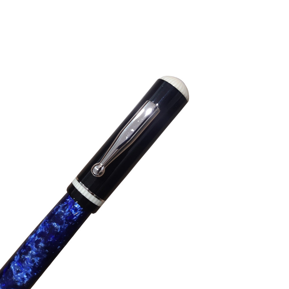 Delta Via Veneto Black-Blue Resin with Platinum Plated Trim Rollerball Pen