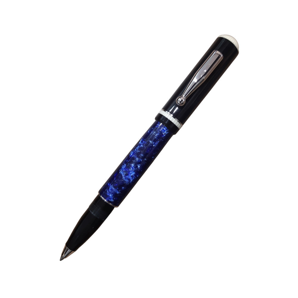 Delta Via Veneto Black-Blue Resin with Platinum Plated Trim Rollerball Pen