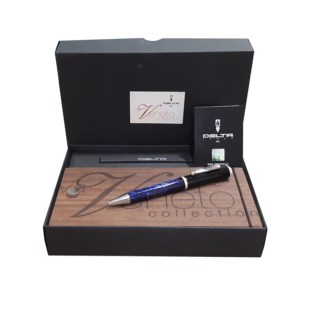 Delta Via Veneto Black-Blue Resin Ballpoint Pen