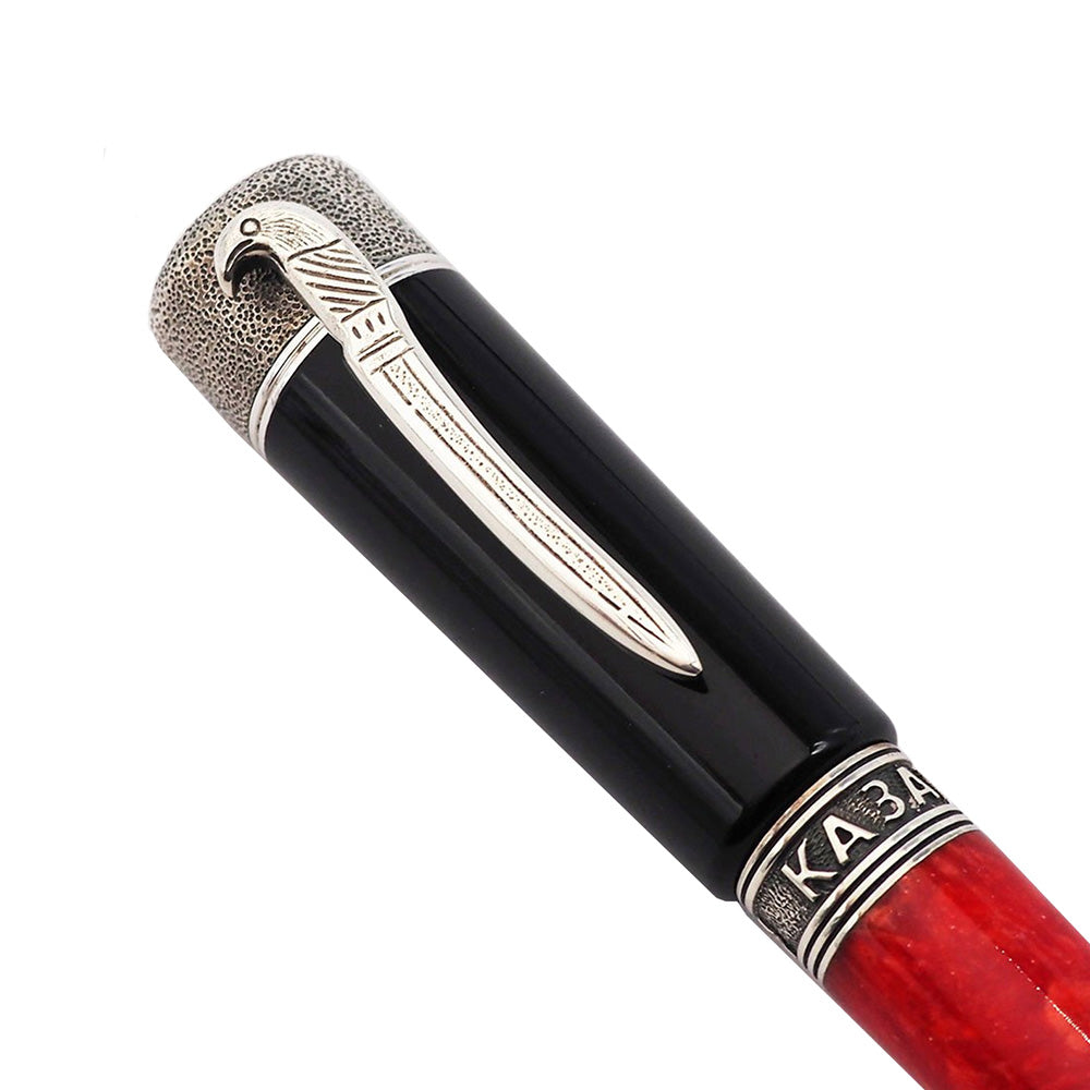 Delta Indigenous People Cossack Red & Black Resin with Sterling Silver Trim Limited Edition Rollerball Pen