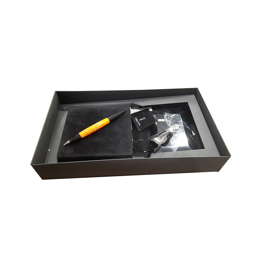 Delta Dolcevita Desk Set Orange/Black Resin Stiloforo Ballpoint Pen
